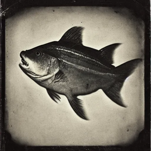 Image similar to underwater tintype photo of piranha