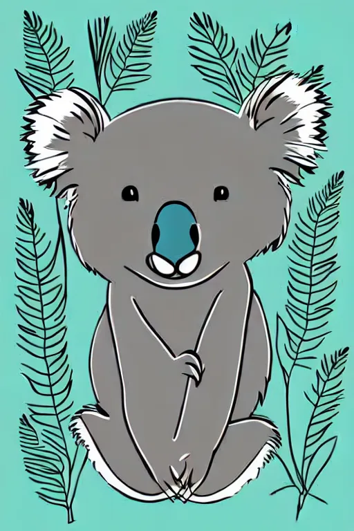 Image similar to minimalist boho style art of a colorful koala, illustration, vector art