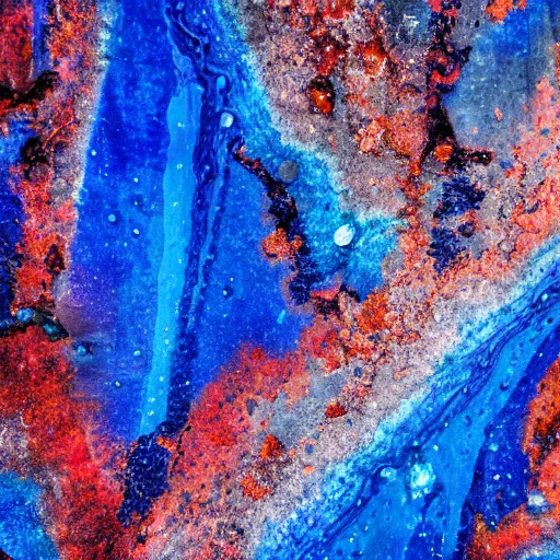 Prompt: vibrant deep blue lapis rock, jagged edges, with streaks of ruby red rock through it, hyper detailed, 8K, super realistic, cinematic, photography,