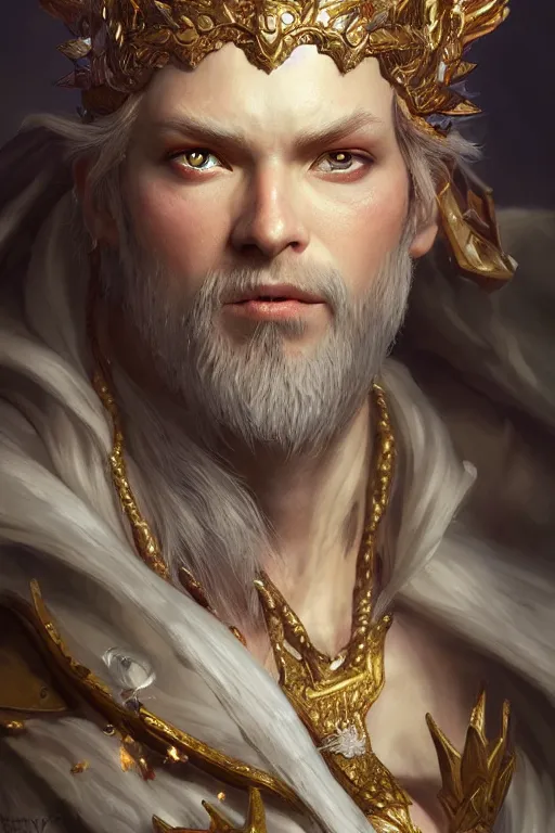 Image similar to fairy king, highly detailed, d & d, fantasy, highly detailed, digital painting, trending on artstation, concept art, sharp focus, illustration, global illumination, ray tracing, realistic shaded, art by artgerm and greg rutkowski and fuji choko and viktoria gavrilenko and hoang lap,