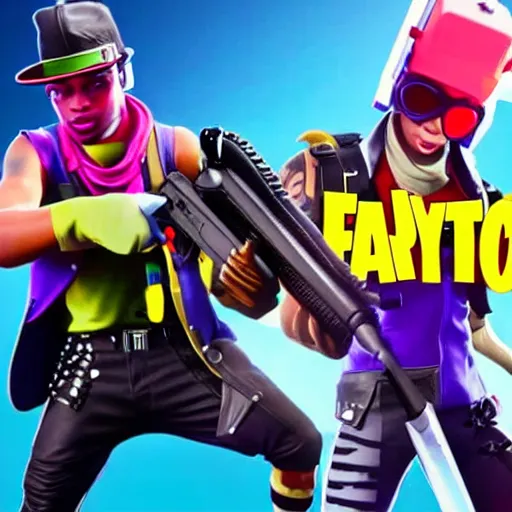 Image similar to playboi carti in fortnite with pump shotgun