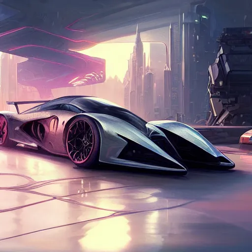 Image similar to Ultra realistic illustration of Futuristic Race Car cyberpunk, sci-fi, fantasy, intricate, elegant, highly detailed, digital painting, artstation, concept art, smooth, sharp focus, illustration, dramatic lighting, art by artgerm and greg rutkowski and alphonse mucha