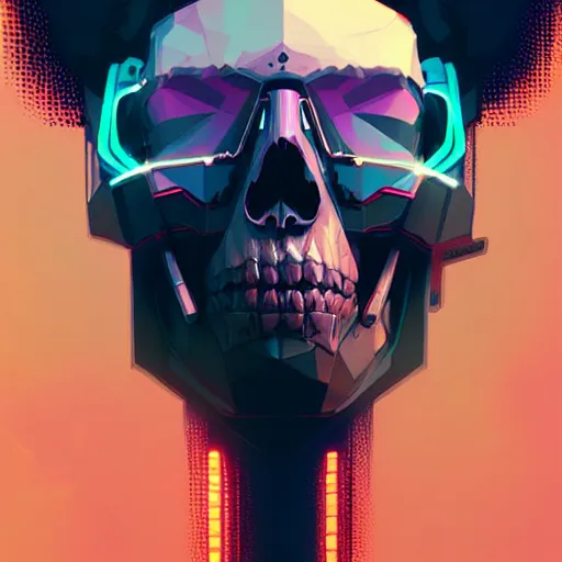 Image similar to a cyberpunk skull, by guweiz and wlop and ilya kuvshinov and artgerm and josan gonzalez, digital art