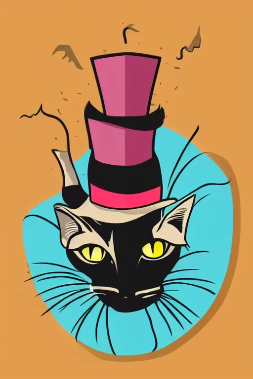 Image similar to A portrait of a cat wearing a top hat, sticker, colorful, illustration, highly detailed, smooth and clean vector curves, no jagged lines, vector art, smooth