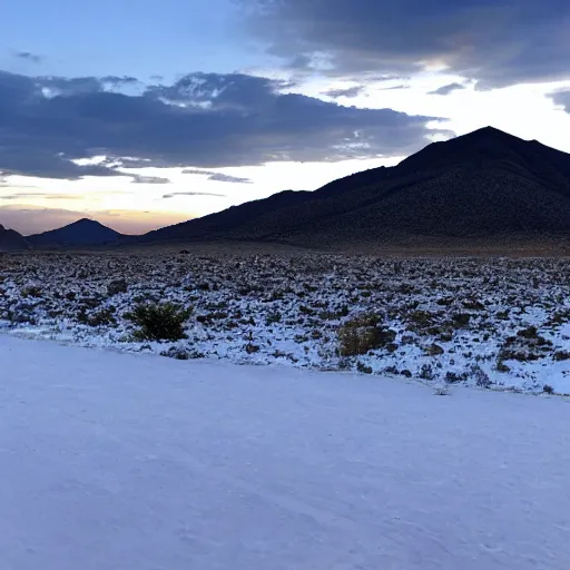 Prompt: snow in the mexican desert