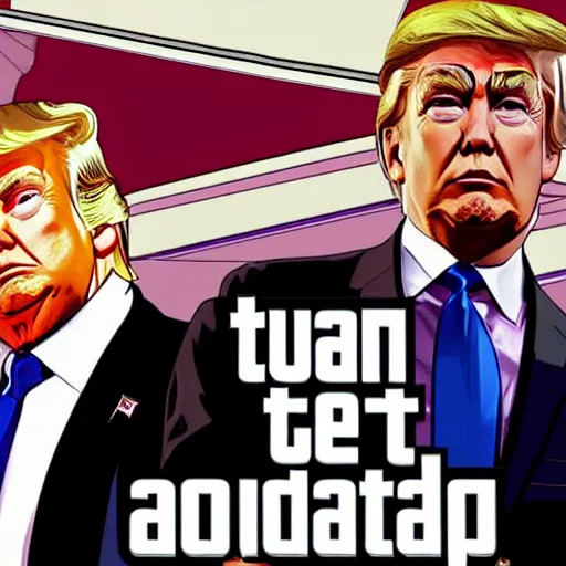 Image similar to Donald Trump in GTA V, Cover art by Stephen Bliss, Boxart, loading screen