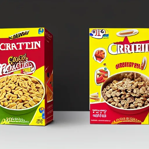 Image similar to cereal box for captain cricket breakfast cereal, product photography, 8 k