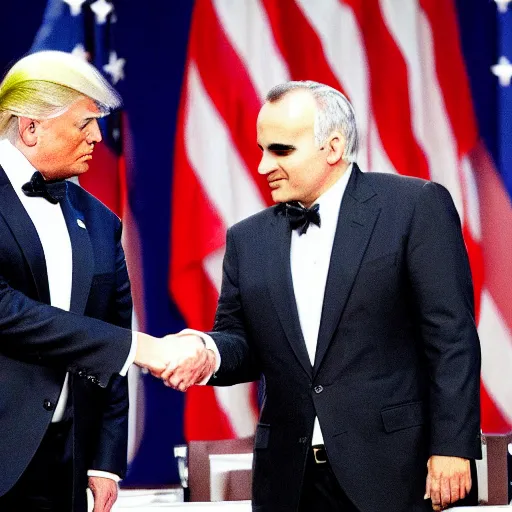 Image similar to donald trump and garry kasparov shaking hands