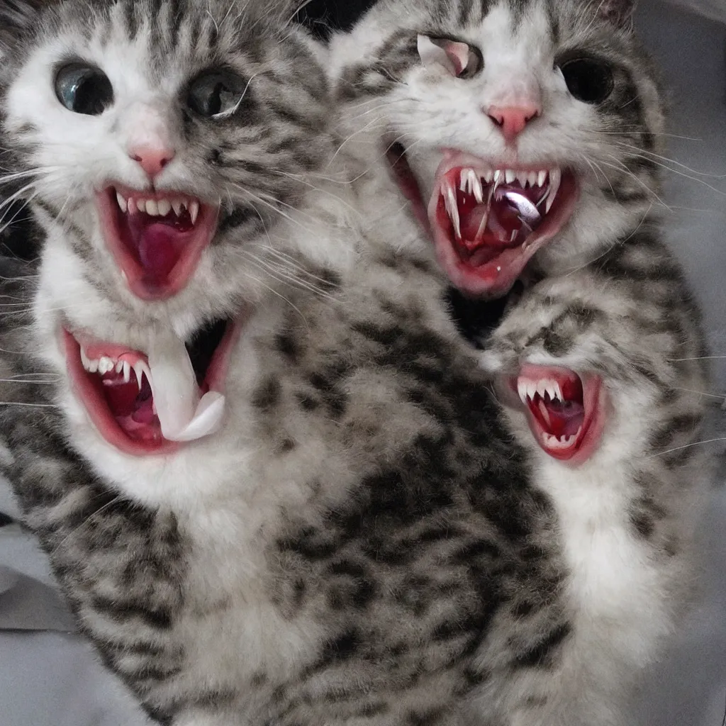 Image similar to horrifying cat, fangs