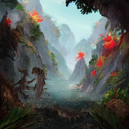 Image similar to Vietnamese Wilderness. Digital art. Trending on Artstation.