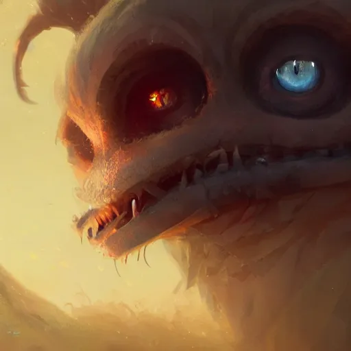 Prompt: the cute monster with big cute eyes. detailed digital art by greg rutkowski, thomas kinkade and keith parkinson, artstation, cgsociety, 8 k, hd