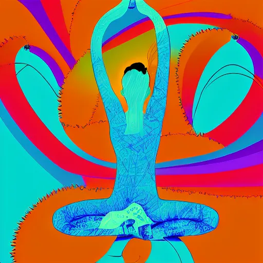 Prompt: yoga, growth, optimism, very very very beautiful abstract digital art trending on artstation