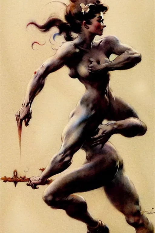 Image similar to (((((1950s frank frazetta cover art . muted colors.))))) by Jean-Baptiste Monge !!!!!!!!!!!!!!!!!!!!!!!!!!!