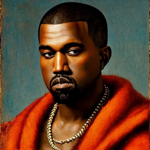 Image similar to A Renaissance portrait painting of Kanye West