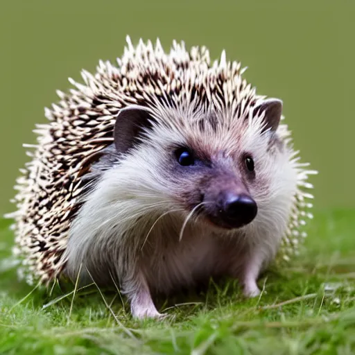 Image similar to a hedgehog sitting on top of white horse, photorealistic