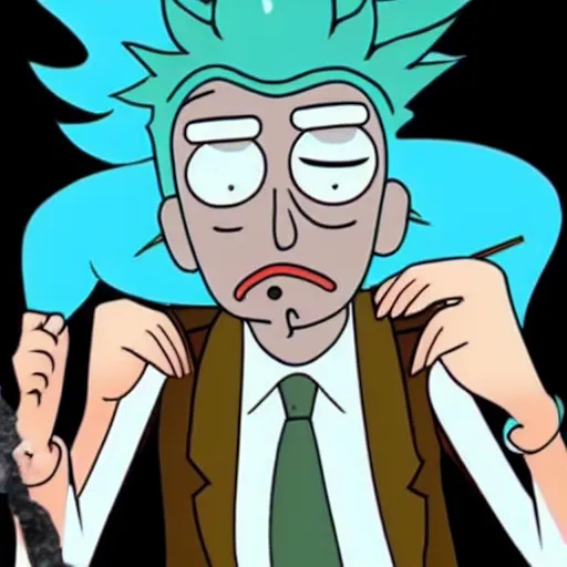 Image similar to rick sanchez ( rick and morty } smoking a plumbus