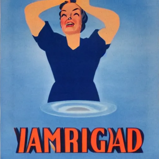 Image similar to 1950 American propaganda poster warning the danger of drinking water,