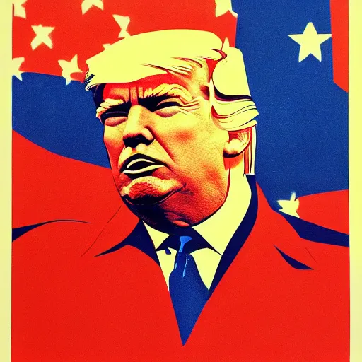 Prompt: soviet propaganda poster of donald trump, soviet art, 4 k, viktor semenovich