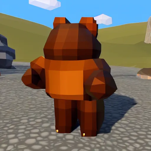 Image similar to image of an rpg bear enemy with low poly ps 1 graphics, upscaled to high resolution