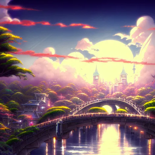 Prompt: a beautiful ultradetailed illustration of a vampire city studio ghibli and thomas kinkade, anime art wallpaper 4 k, trending on artstation, anime, dof