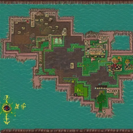 Prompt: detailed top - down map of a legend of zelda game world
