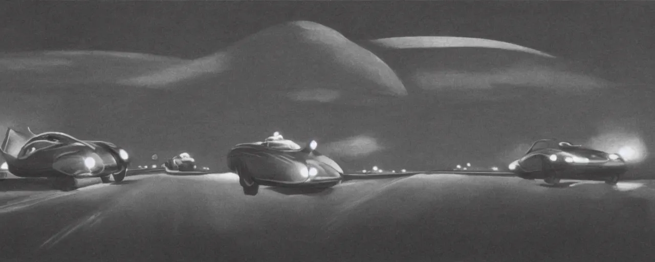 Prompt: a man driving a car in the dark, a screenshot by Chesley Bonestell, featured on cg society, les automatistes, reimagined by industrial light and magic, cinematic lighting, movie still