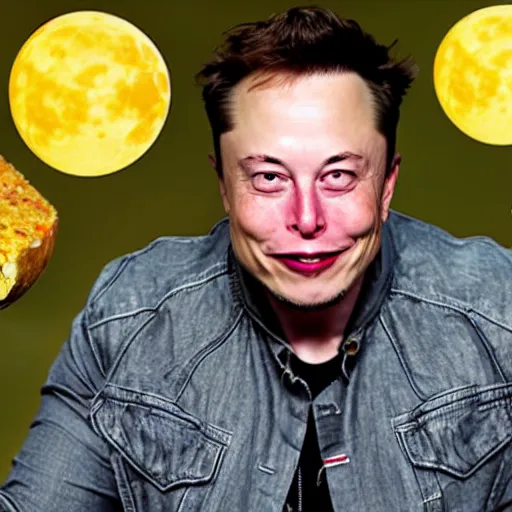 Image similar to Elon Musk crying because he realized the moon isn’t made of cheese