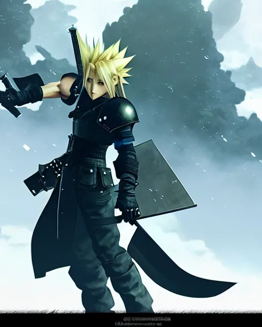 Image similar to final fantasy vii follows the story of mercenary cloud strife, who is hired by the eco - terrorist group avalanche 8 k resolution cryengine unreal engine vray trending on artstation award winning anime character design centered portrait