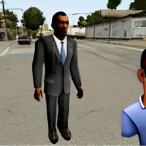 Image similar to Barrack Obama as an NPC in Grand Theft Auto: San Andreas