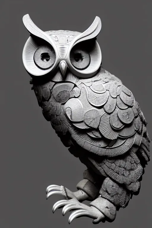 Image similar to complex 3 d render ultra detailed of a beautiful porcelain profile of a mechanical owl made of iron, cable wires, microchip, elegant, hyper realistic, ultra detailed, octane render, jamie hewlett style, volumetric lighting, 8 k post - production