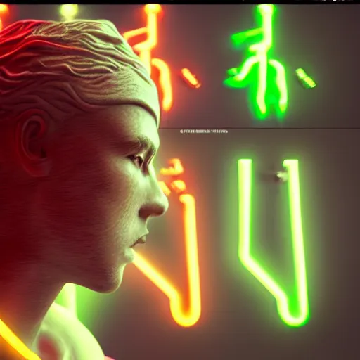 Image similar to a human sculpted out of rain, neon, rendered in octane, unreal engine, highly detailed, realistic, beautiful, emotional