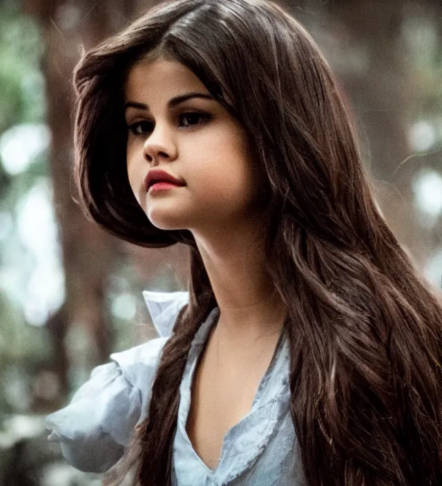 Prompt: selena gomez in harry potter, movie still frame, hd, remastered, detailed, cinematic lighting