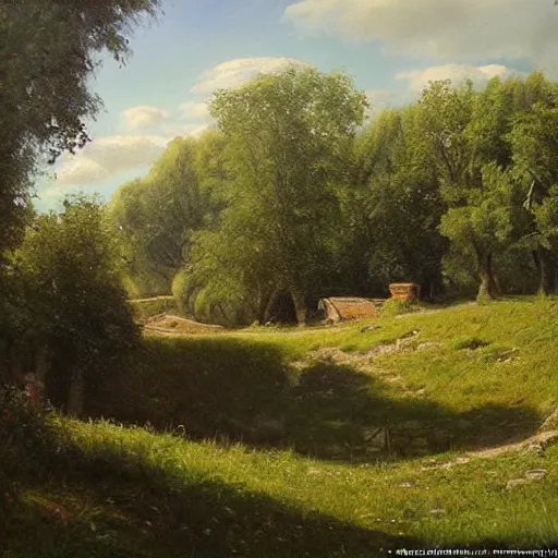 Prompt: The Shire painted by Ivan Kramskoi