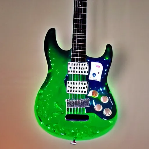 Image similar to an electric guitar entirely made out of slime