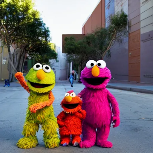 Image similar to Sesame Street characters on Skid Row