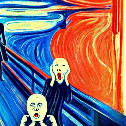 Image similar to that feeling when someone kicks you in your nuts, trending on artstation, in the style of the scream by edvard munch