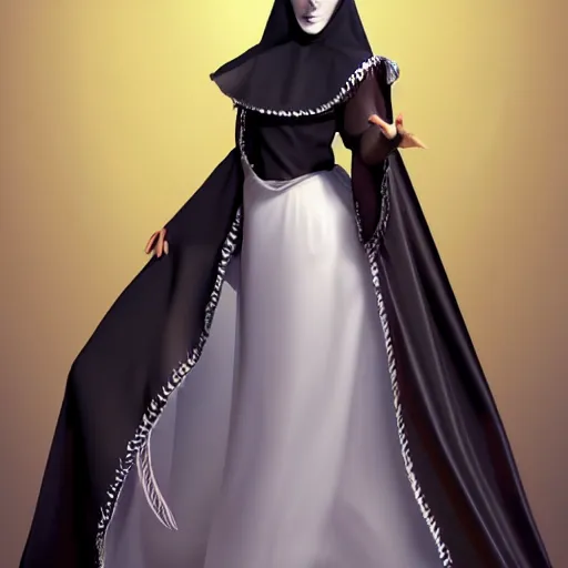 Image similar to female character design inspired by venice carnival and nun | | concept art, gray