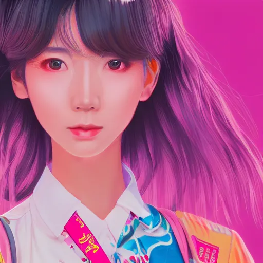 Image similar to 1 9 8 0 s japanese girl in a city pop city, hyper detailed, 8 k, trending, in artstation, digital painting, studio quality, cryengine, character design, smooth, sharp focus