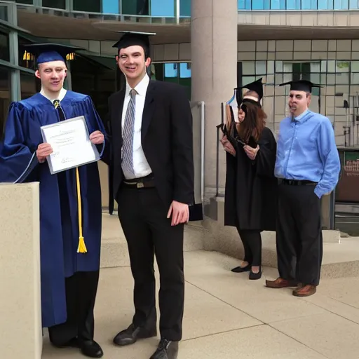 Prompt: nathan fielder graduating from one of canada's top business school with very good grades