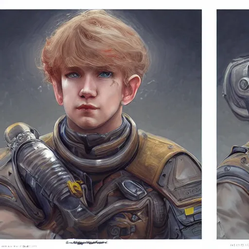 Image similar to portrait of an halfling by ayami kojima, he is about 2 0 years old, polish, blonde hair, friendly, he is wearing a modern tactical gear, scifi, highly detailed portrait, digital painting, artstation, concept art, smooth, sharp foccus ilustration, artstation hq