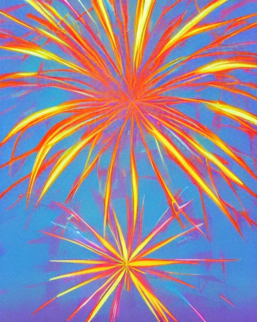 Image similar to summer fireworks over Sumida River across from Asakusa, minimalist geometric abstract art in the style of Hilma af Klint