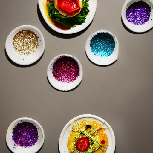 Prompt: high resolution photo of glitter, michelin star, very tasty, food photography, instagram, trending