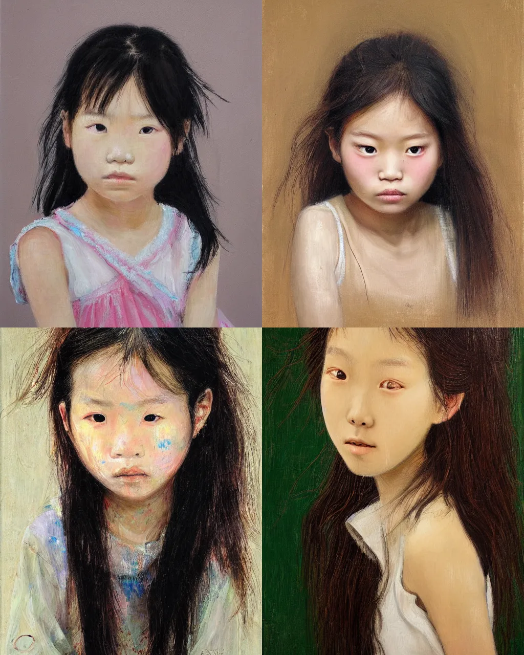 Prompt: portrait of a young girl with messy hair by dao le trong, vivid, detailed, masterpiece