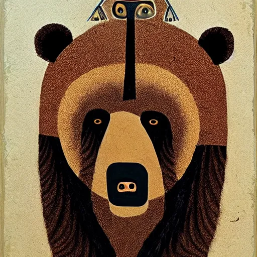 Image similar to portrait of bear - shaman, paleolithic cave painting