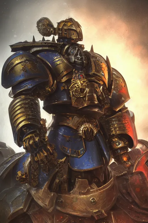 Image similar to armor portrait heros warhammer 4 0 k horus heresy fanart - the primarchs emperor by johannes helgeson animated with vfx concept artist & illustrator global illumination ray tracing hdr fanart arstation zbrush central hardmesh 8 k octane renderer comics stylized