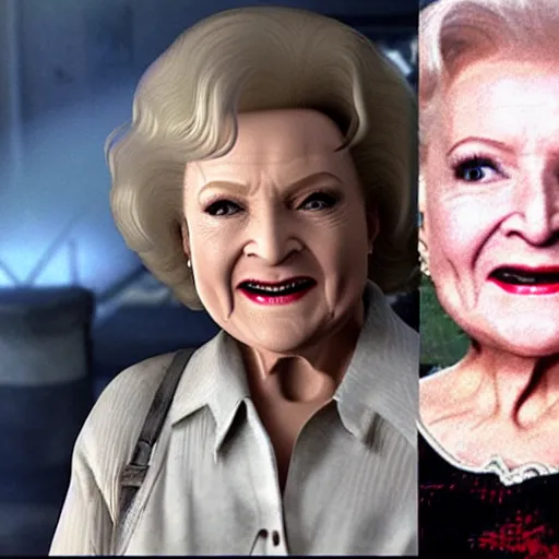 Image similar to betty white in resident evil game