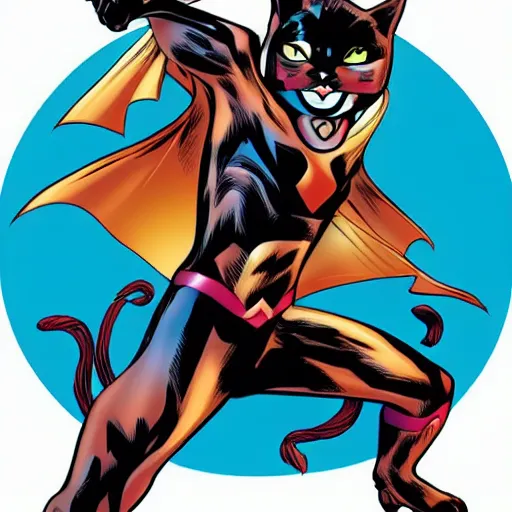 Image similar to a cat in the style of DC Comics