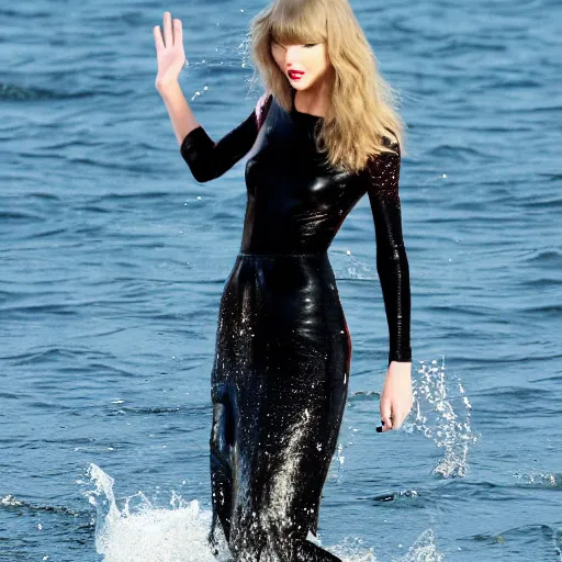 Image similar to Taylor Swift walking on water