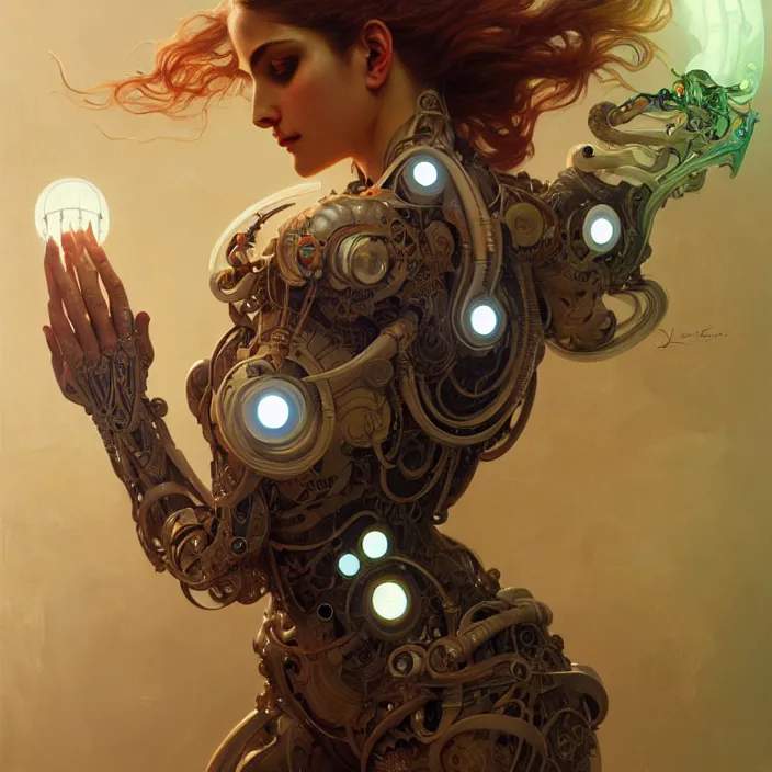 Image similar to organic cyborg, lakshmi, diffuse lighting, fantasy, intricate, elegant, highly detailed, lifelike, photorealistic, digital painting, artstation, illustration, concept art, smooth, sharp focus, art by john collier and albert aublet and krenz cushart and artem demura and alphonse mucha