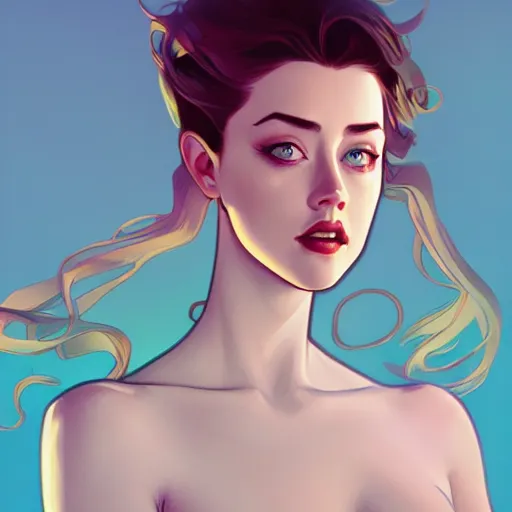 Prompt: Amber Heard, ambient lighting, 4k, alphonse mucha, lois van baarle, ilya kuvshinov, rossdraws, artstation